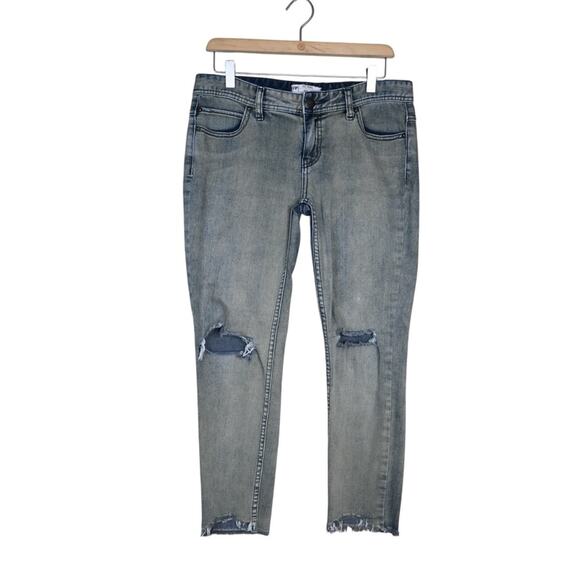 Free People Womens 28 Distressed Crop Straight Jean - Picture 1 of 10